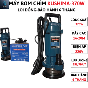 Máy bơm nước chìm-Máy bơm tõm 370w lượng hút 25 lít/phút đẩy cao tối đa16m máy lõi đồng cực khỏe bảo hành 6 tháng