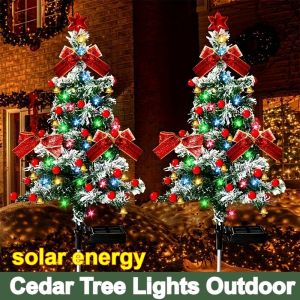 Christmas Outdoor Lights Solar Garden Lights for Lawn Yard Decorative Cedar Christmas Tree Light for Outdoor Decoration