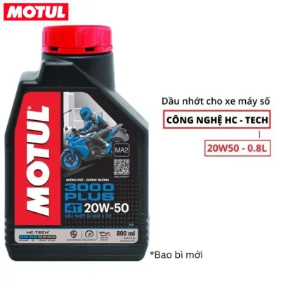 Hàng Chính Hãng - Dầu nhớt Motul 3000 Plus 4T 20W50 0.8L - 1L Dành Cho Xe Số /Tay Côn