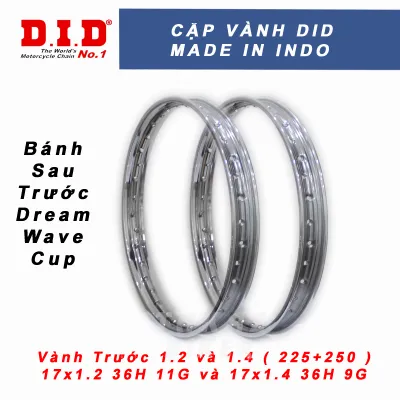 [HCM] Vành DID 1.2 (225) - 1.4 (250) hoặc 1.6 (275) trước sau Dream - Wave 100 - Future1 - RS - Future 125 made in indonesia