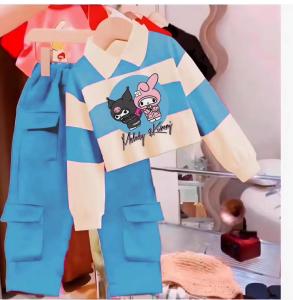 setelan sweater KERAH MELODY CARGO anak perempuan usia 1-12 tahun terlaris/SETELAN SWEATER TERBARU