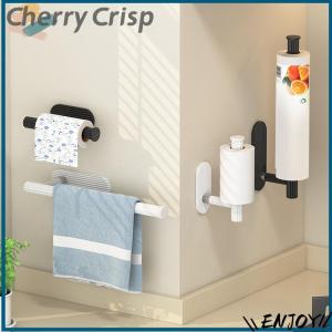 【Cherry Crisp】 Adhesive Toilet Paper Holder Kitchen Roll Towel Rack Napkin Dispenser Absorbent Stand Tissue Hanger Bathroom Accessories