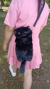 HUIJUFU กระเป๋าสตางค์รูปแมวสำหรับผู้หญิง - กระเป๋าสะพายข้างสีดำ สีดำ