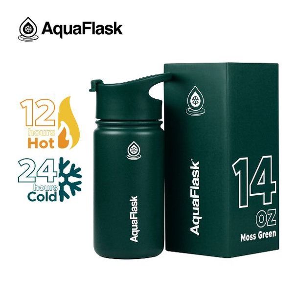 Aquaflask (14oz) Wide Mouth with Flip Cap Vacuum Insulated Stainless ...