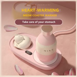 Smart Electric Heating Cup Temperature Control Three Gear Timing Warm Cup Constant Temperature Cup Coasters Coffee Milk Heating Mat Cushion Warm Cup for Office Home