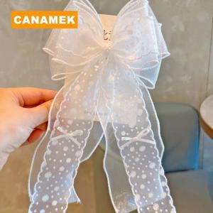 【CANAMEK】 Daisy Mesh Lace Bow Hairpin For Girls Childrens Hairgrip Clip Barrette Headwear Hair Accessories
