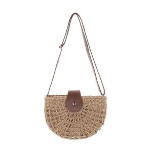 Yogodlns Handmade Rattan Woven Straw Bag Summer Beach Bag for Women Bohemia Messenger Crossbody Bags