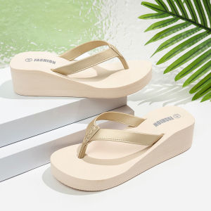 [Free Shipping] Summer New Arrivals: Soft-Soled High-Heeled Flip-Flops For Petite Women Versatile And Stylish For Outdoor Wear Perfect For Beach Vacations
