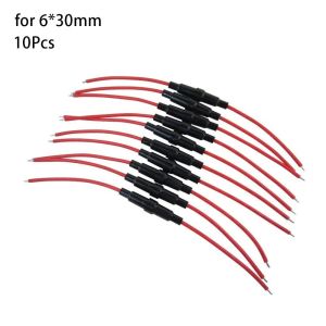 BTNM376423 1/10Pcs 250V Glass Fuse Holder with 20AWG Wire Cable Screw Type 5X20mm Fuse Tube Fuses Boxes Fuse Casing