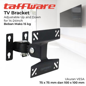 Taffware TV Bracket Adjustable Up and Down 1.3mm Thick 100 x 100 Pitch for 14-24 Inch TV - W24