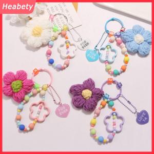 Heabety  Phim Hoạt Hình Len Dệt Kim Hoa Móc Chìa Khóa Đính Cườm Vòng Đeo Tay Dây Buộc Vòng Đeo Tay Keyring Cho Phụ Nữ Cô Gái Túi Mặt Dây Chuyền quyến rũ Keychain Quà Tặng