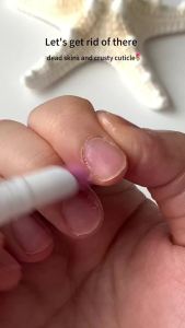 2 in 1 Cuticle Oil Pusher Pen Cuticle Remover with Jojoba Almond Oils - Tidies Cleans & Moisturizes Nail Edges At-Home On-the-Go Mani for Women Men (3pcs)