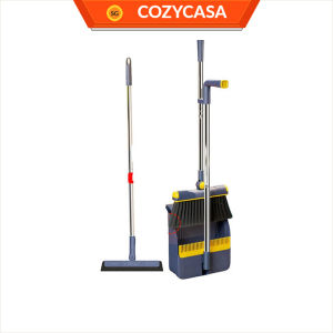 【COZYCASA】180° Rotating Broom & Dustpan Set with Comb Teeth | Foldable Standing Cleaning Tool