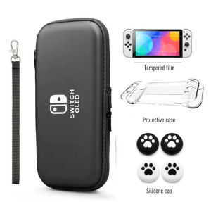 Nintendo Switch OLED Storage Carry Bag Accessories Kit PC Clear Cover Case Screen Protector With Analog Grips for NS OLED