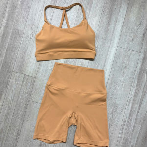 Bộ đùi tập yoga gym 707/032 vải lulu áo bra mút rời