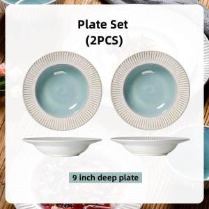 OMK Nordic Style Stoneware Dinnerware Set Dinner Plate Large Steak Plate Salad Bowl Ceramic Tableware