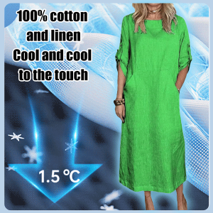 Womens Long Dresses Casual Solid Cotton Linen Long Dresses Spring Summer Pocket Dresses