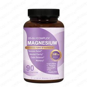 Magnesium Capsules Stress Relief Supplement Fatigue Support Natural Formula for Healthy Energy