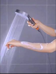 One Click Stop Water Multifunctional High Pressure Shower Head with 5 Modes Adjustable Negative Ion Filtration Shower Head Bathroom Accessories