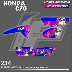 C70 (COD) STIKER STRIPING MOTOR HONDA C70 HOLOGRAM DAN TRANSPARAN KODE 234