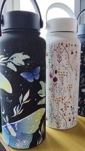 New 1000ML Cross-border Large-capacity Thermos Cup Wide-mouth Portable Outdoor Sports Kettle Double-drink Printed Water Bottles2026