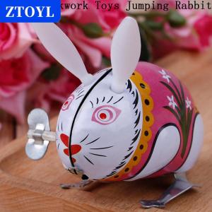 [COD] ZTOYL 1PC น่ารักดีบุกลมขึ้นนาฬิกาของเล่นกระโดดกระต่ายคลาสสิกของเล่น