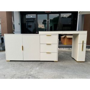 DT48-110 โต๊ะเครื่องแป้งท็อปหินอ่อนสีขาวพร้อมลิ้นชักเก็บของ