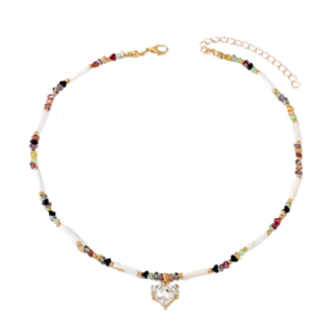 Bohemian Elegant Adjustable Heart Pendant Clavicle Necklace With Imitation Pearls For Women Girls Gift