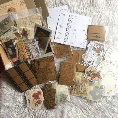 150 pcs Vintage Retro Aesthetic Themed 180pcs Journal Kit for Scrapbook and Journal