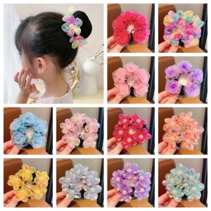 APPOINT ไข่มุกไข่มุก ตาข่ายติดผมรูปดอกไม้ สายรุ้งสีรุ้ง ตาข่ายแบบตาข่าย ตาข่ายมัดผมเด็ก แฟชั่นสำหรับผู้หญิง ลูกปัดเม็ดกลม สายผูกผมบัลเล่ต์ การเต้นบัลเล่ต์