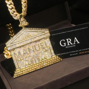 Oversize Iced Out CZ House Pendant Necklace Boy Friend Gift For Men Trendy Hip Hop Women JewelryClassic Blocked Door Pendant