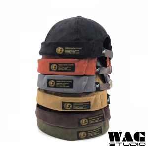 Vintage Corduroy Mikihat Sailor Cap - Unisex Brimless Docker Hat with Adjustable Strap - Cotton Material - Hat Circumference 54-59cm - Available for Men and Women - Casual Style