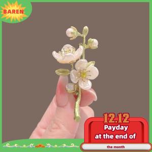 BAREN เข็มกลัดดอกมะลิสีเขียวย้อนยุคสำหรับผู้หญิงเข็มกลัดสำหรับงานเลี้ยงงานแต่งงานสำนักงานของขวัญเสื้อผ้าเครื่องประดับ