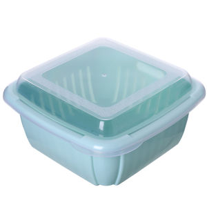 【Japanese Style】Colorful Dual-layer Food Storage Container with Strainer and Lid Refrigerator Crisper Multi-purpose Washing Keep Fresh Boxes