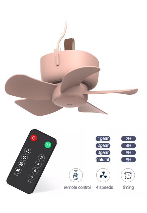 Mini 4 Speed Remote Control USB Ceiling Fan - Pink | Lazada PH