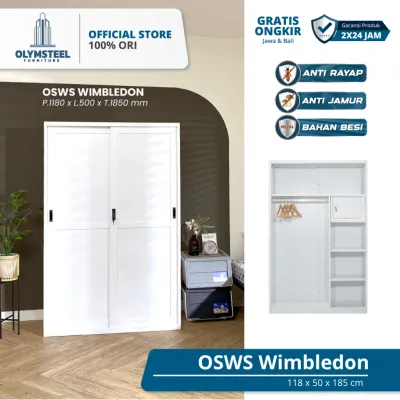Olymsteel OSWS Wimbledon Lemari Pakaian Sliding Besi 2 Pintu / Lemari Baju Minimalis