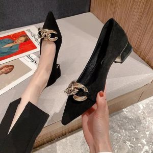 Women retro pointed-toe 3cm high heel shoes office work formal shoes