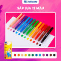 Bút sáp lụa vặn Silky Crayons Thiên Long Colokit - 12/24 màu, chất sáp lụa mềm mướt vượt trội, khô nhanh không lem tay. 