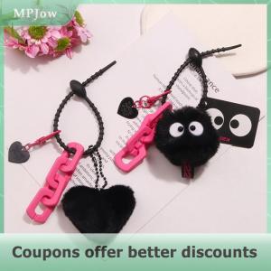 【MPJow】 Plush Black Coal Elf Love Heart Car Pendant Keychain Earphone Case Backpack Hangings Ornaments