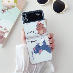 เคสสามชิ้นพิมพ์ลายการ์ตูนน่ารัก Samsung Galaxy พลิก4 Z พลิก3 5G Z พับได้4 Zflip3บานพับฮาร์ดพีซีกันกระแทกป้องกัน Samsung