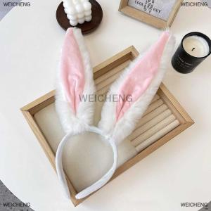 [COD] WEICHENG Female cute Girls Lolita Cosplay Headband Fluffy Plush Sweet Long Rabbit Bunny Ears Bandana Hair Hoop Cartoon Anime Headpiece