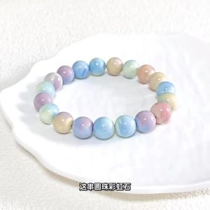 Thousand Crystals and Ten Thousand Beads Natural Alashan Rainbow Stone Bracelet for Women Macaron Color Couples Bracelet Macaron Crystal 2026
