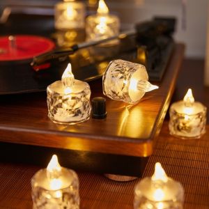 【IN STOCK】Flameless LED Light Candle Electronic Transparent Crystal Candle Mini Night Lamp Home Decoration