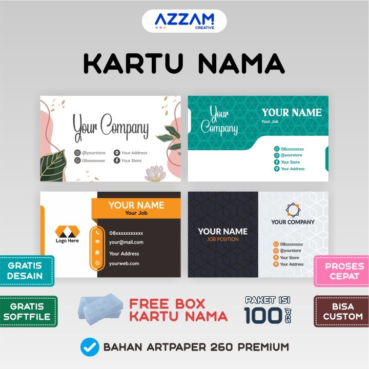 KARTU NAMA KARTU NAMA CUSTOM ID CARD NAME TAG FREE BOX KARTU NAMA ...