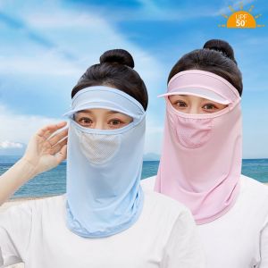 Golf Sun Hat UPF 50+ UV Protection Ice Silk Sun Visor Face Mask Neck Gaiter (Ready)