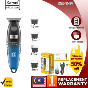 ORIGINAL KM-1742 KEMEI Professional Electric Hair Trimmer Rechargeable Cordless Clipper Home Haircut for Men Beard Shaver Machine Mesin Potong Rambut