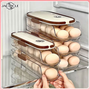 JACIRCLE Automatic Rolling Egg Storage Box Refrigerator Egg Holder Large Capacity Fresh Keeping Kitchen Organizer