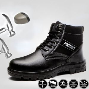Leather Safety Shoes Steels Toe For Men Fashion Boots High Top Work Protective Safety Shoes For Men