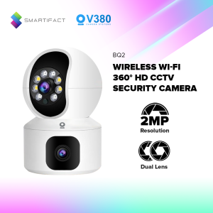 V380 BQ2 CCTV Connect to Cellphone 1080P Wifi Security Camera Wireless Indoor Auto Tracking Two-way Audio PTZ 2MP Dual Lens for 2 Directions IP Security Camera