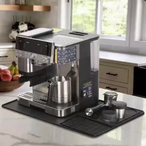 Silicone Coffee Maker Mat 3 in 1 for Most Home Espresso Machines Large Anti-Slip Silicone Mat Tray Bar Mat Black Grey Pad2026